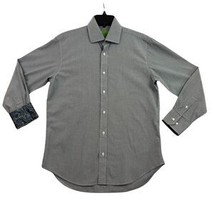 Bristol & Bull Shirt Mens Size Medium 15- 15 1/2 32/33 Blue Check Button Up